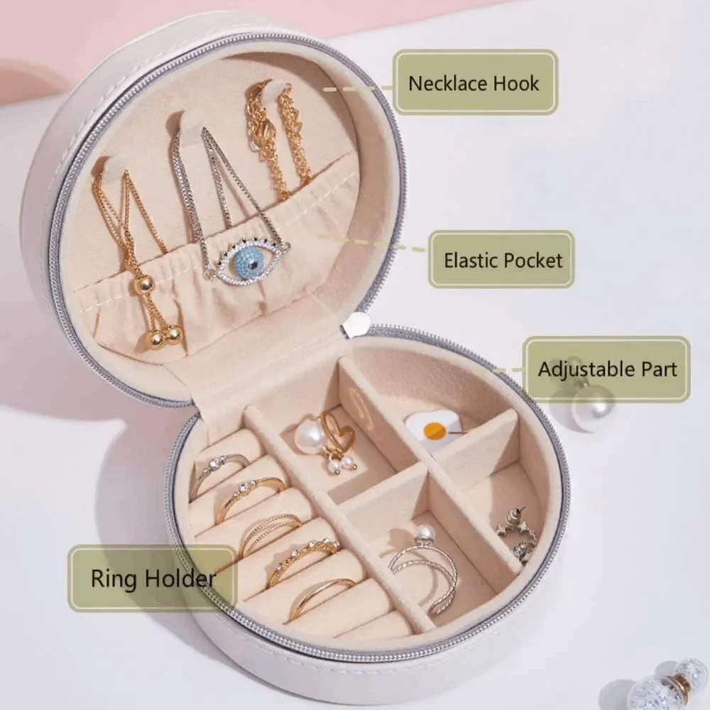 Portable Jewelry Box Necklace Earring Rings Accessories Travel Organizer Storage